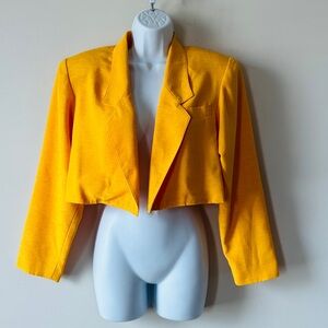 Sunny Golden Amber Yellow Cropped Vintage Blazer By Idee Mode Size 9